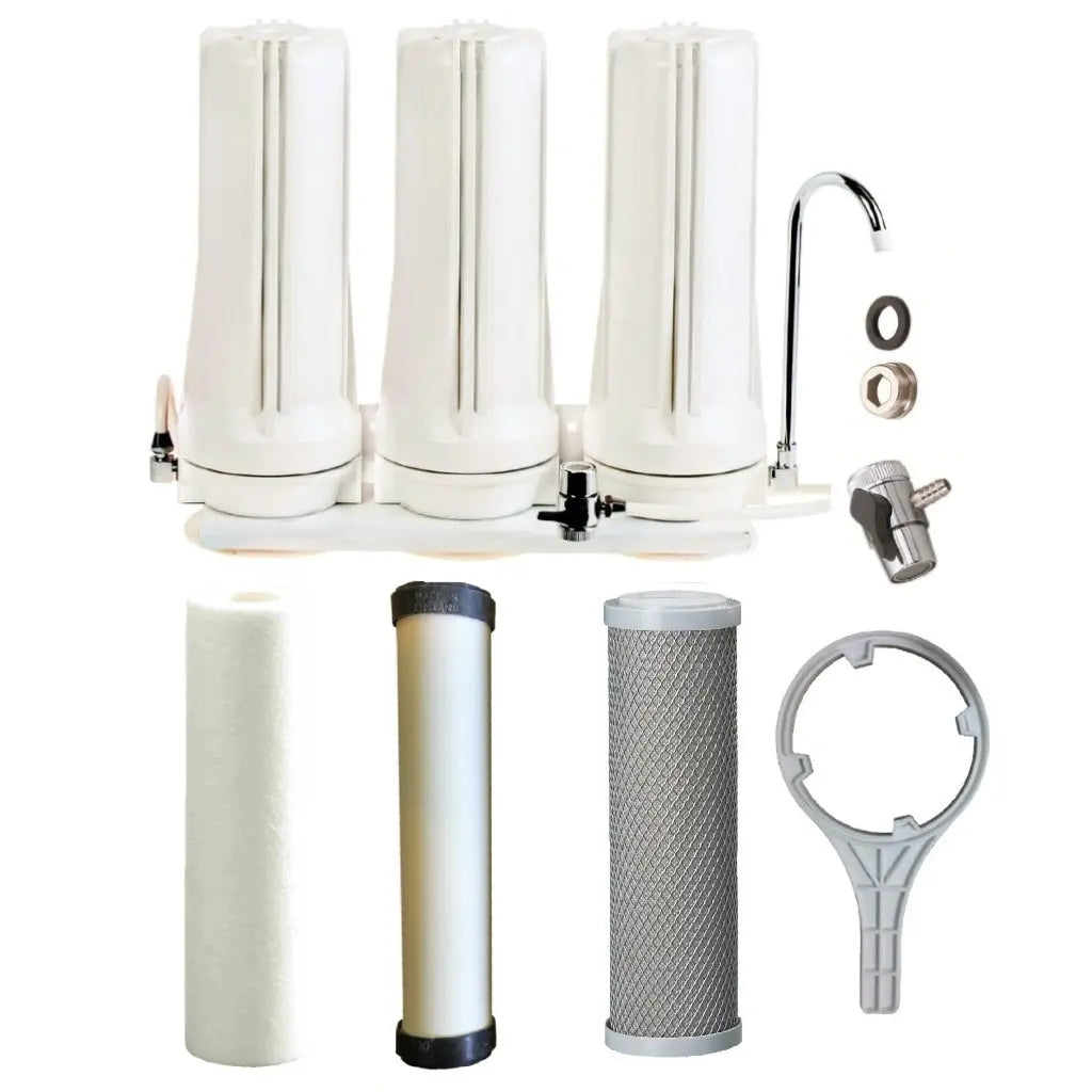 Tank Water White Triple Benchtop Countertop | Three Stage Counter Benchtop Sentry Water Filters