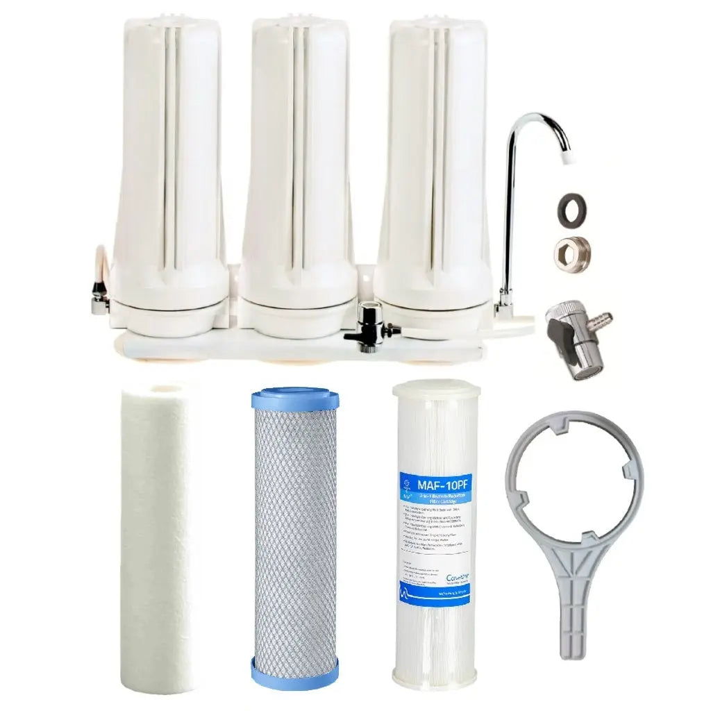 Tank Water White Triple Benchtop Countertop | Three Stage Counter Benchtop Sentry Water Filters