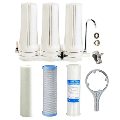 Tank Water White Triple Benchtop Countertop | Three Stage Counter Benchtop Sentry Water Filters