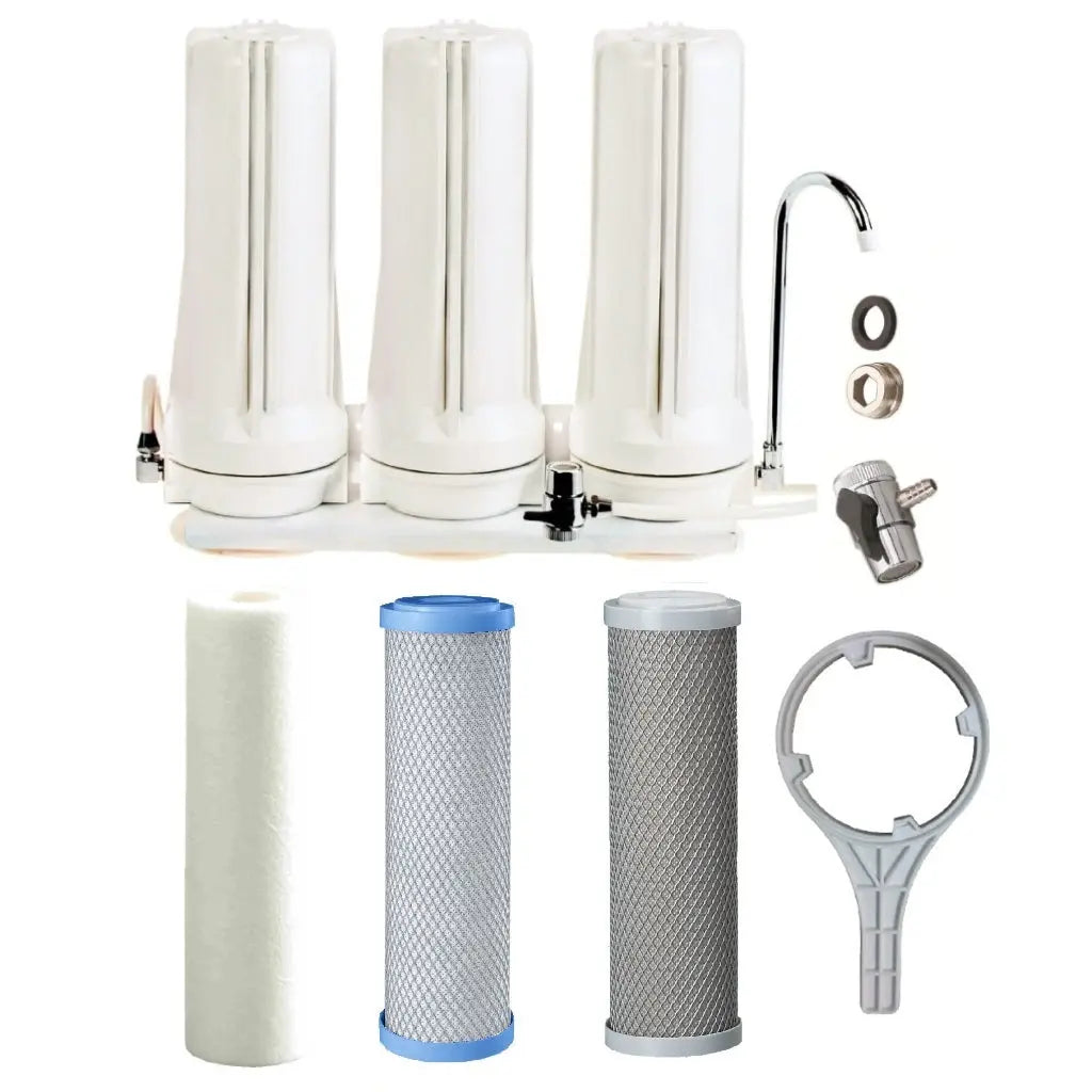 Tank Water White Triple Benchtop Countertop | Three Stage Counter Benchtop Sentry Water Filters