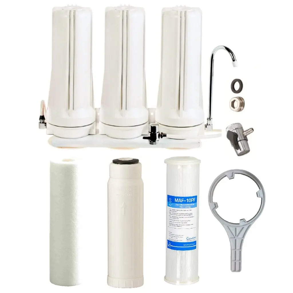 Tank Water White Triple Benchtop Countertop | Three Stage Counter Benchtop Sentry Water Filters