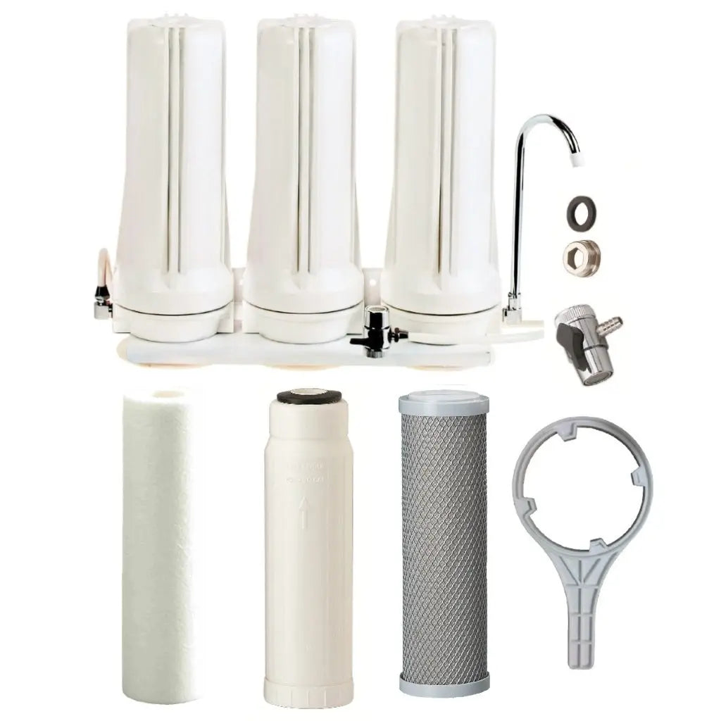 Tank Water White Triple Benchtop Countertop | Three Stage Counter Benchtop Sentry Water Filters