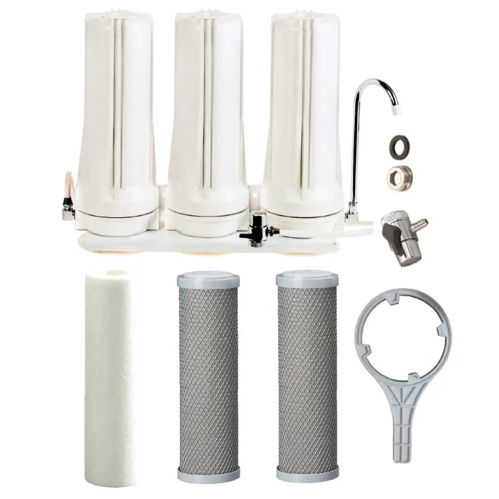 Tank Water White Triple Benchtop Countertop | Three Stage Counter Benchtop Sentry Water Filters