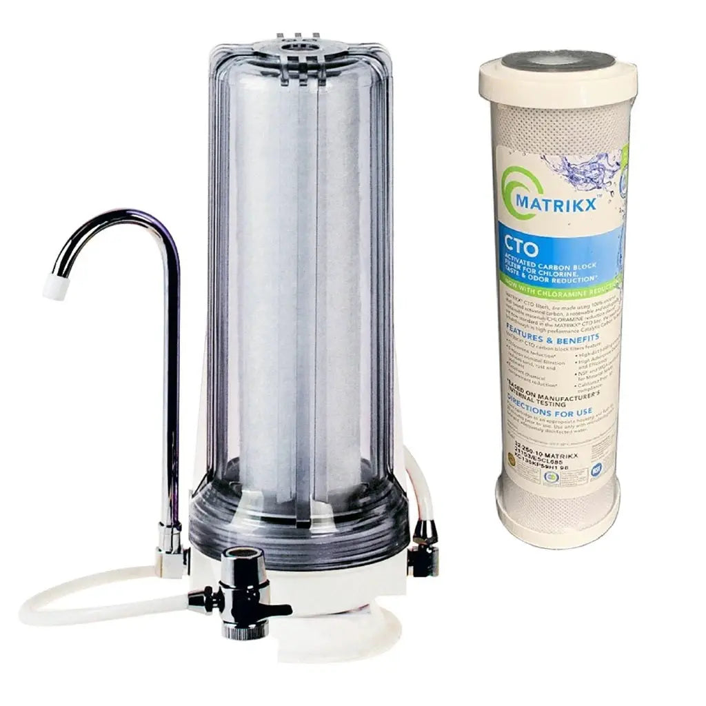 White Countertop Carbon Chlorine Fluoride Filter Sentry Water Filters
single clear housing Matrikx CTO 5 micron carbon block