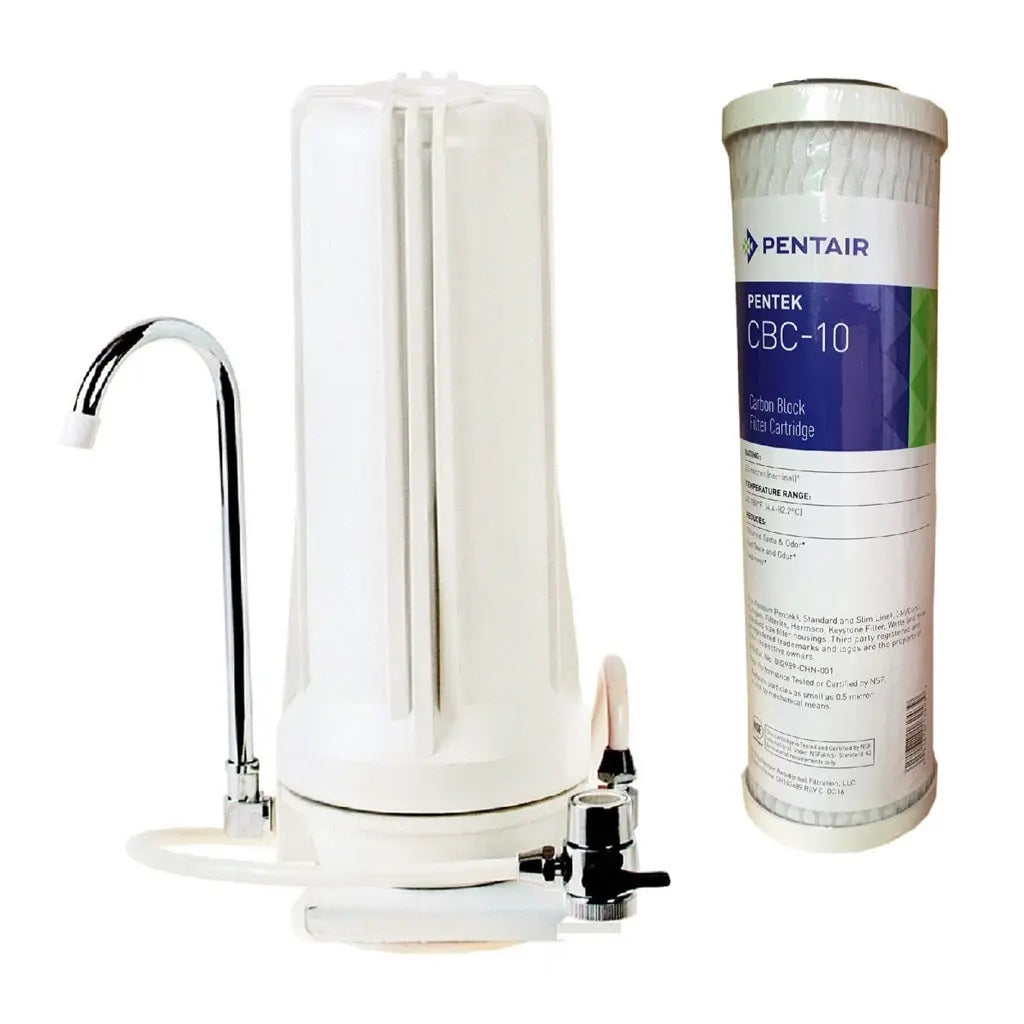White Countertop Carbon Chlorine Fluoride Filter Sentry Water Filters
single white housing pentek CBC-10 0.5 micron
