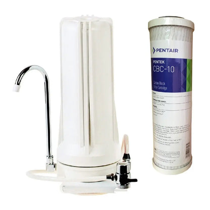 White Countertop Carbon Chlorine Fluoride Filter Sentry Water Filters
single white housing pentek CBC-10 0.5 micron