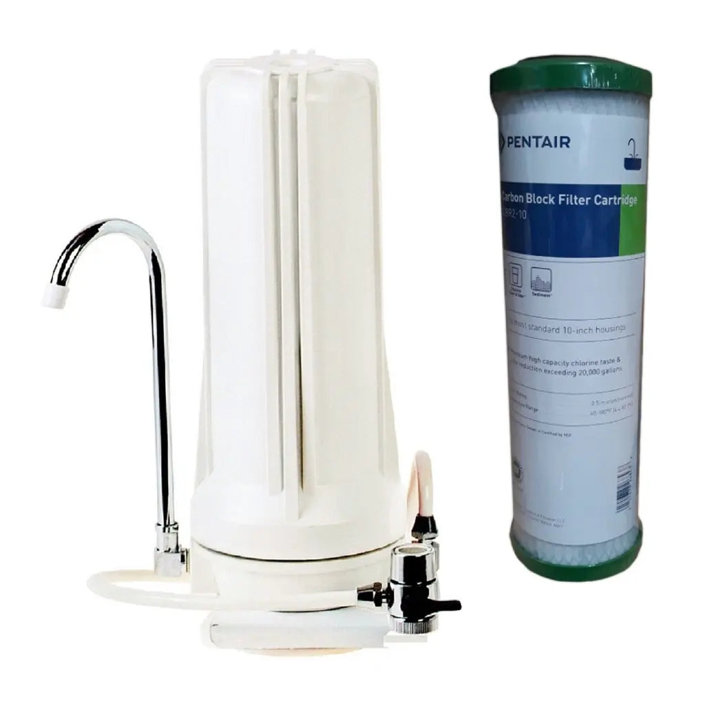 White Countertop Carbon Chlorine Fluoride Filter Sentry Water Filters
single white housing pentek CBR2-10 0.5 micron