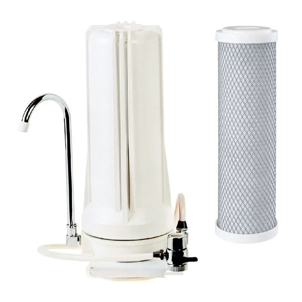 White Countertop Carbon Chlorine Fluoride Filter Sentry Water Filters
single white housing standard carbon block