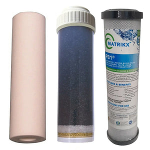 Mains Water Replacement Triple Benchtop Countertop Sediment KDF55 Media Matrikx Carbon Block Chloramine Reduction Taste Odor Water Filter Sentry Water Filters