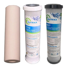 Load image into Gallery viewer, Mains Water Replacement Triple Benchtop Countertop Matrikx Carbon Block Chloramine Reduction Taste Odor Water Filter Sentry Water Filters