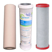 Load image into Gallery viewer, Mains Water Replacement Triple Benchtop Countertop Sediment Matrikx Carbon Block Chloramine Fluoride Reduction Taste Odor Water Filter Sentry Water Filters