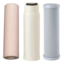 Load image into Gallery viewer, Replacement Triple Benchtop Countertop  Rainwater Tankwater sediment hollow fibre silver infused bacteria reducing carbon block filter Sentry Water Filters