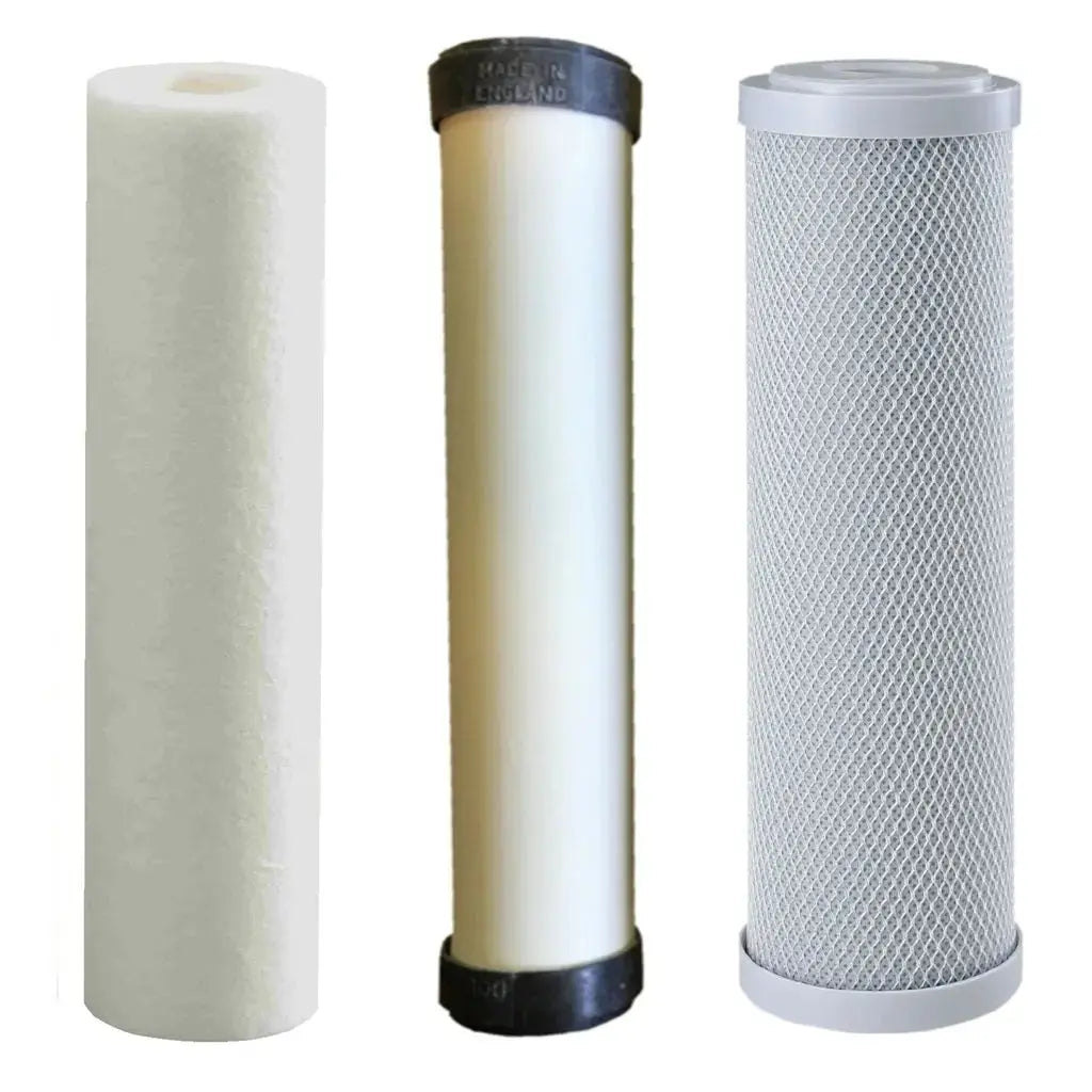 Replacement Triple Benchtop Countertop  Rainwater Tankwater zinc infused sediment ceramic sediment silver infused bacteria reducing carbon block filter Sentry Water Filters