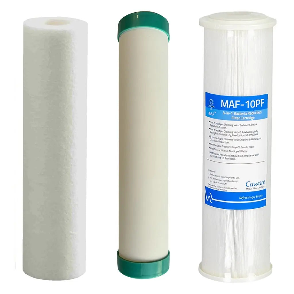Replacement Triple Benchtop Countertop  Rainwater Tankwater zinc infused sediment ceramic sediment 3-in-1 bacteria reducing filter Sentry Water Filters