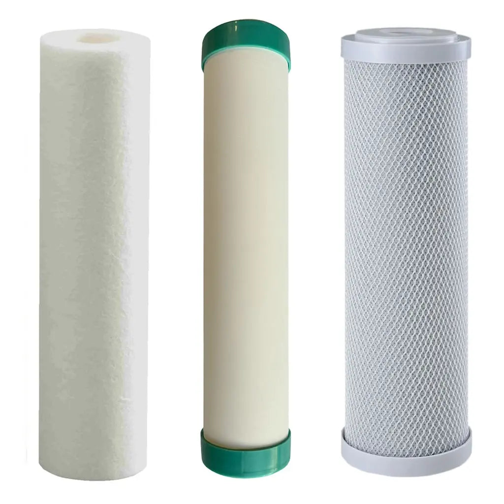 Replacement Triple Benchtop Countertop  Rainwater Tankwater zinc infused sediment ceramic sediment silver infused bacteria reducing carbon block filter Sentry Water Filters