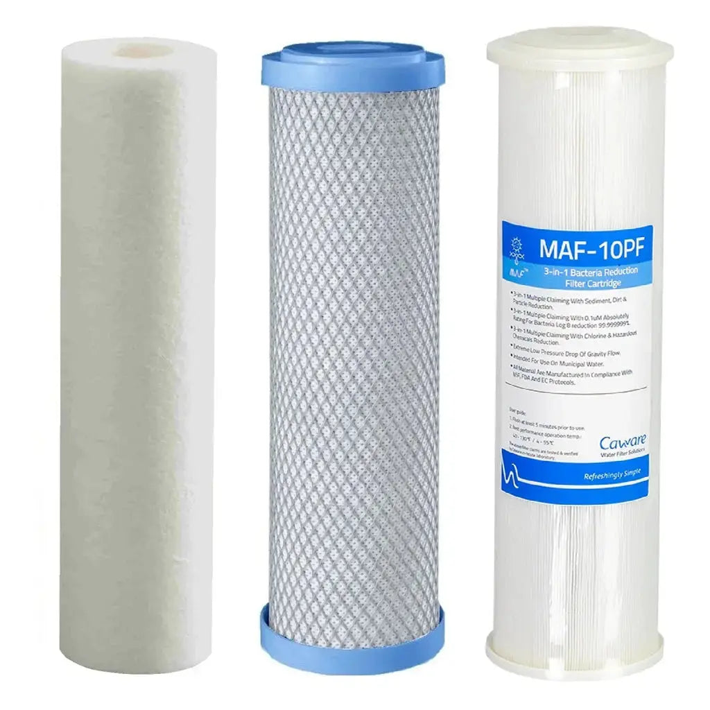 Replacement Triple Benchtop Countertop  Rainwater Tankwater zinc infused sediment heavy metals reduction carbon block 3-in-1 bacteria reducing filter Sentry Water Filters