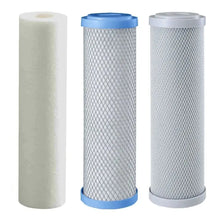 Load image into Gallery viewer, Replacement Triple Benchtop Countertop  Rainwater Tankwater zinc infused sediment heavy metals reduction carbon block 3-in-1 bacteria reducing filter Sentry Water Filters