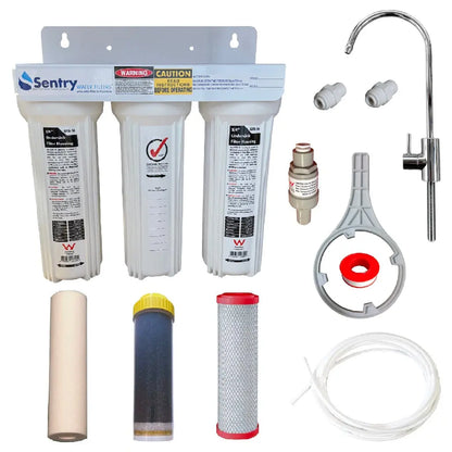 Mains Water White Triple Under Sink | Three Stage Under Sink Sentry Water Filters