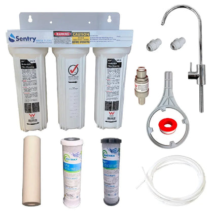 Mains Water White Triple Under Sink | Three Stage Under Sink Sentry Water Filters