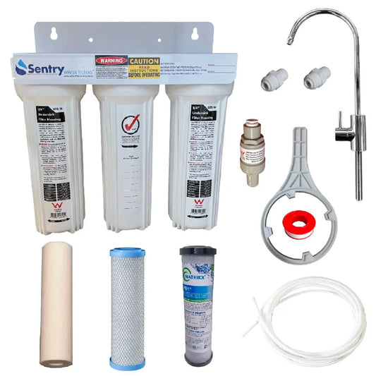 Mains Water White Triple Under Sink | Three Stage Under Sink Sentry Water Filters