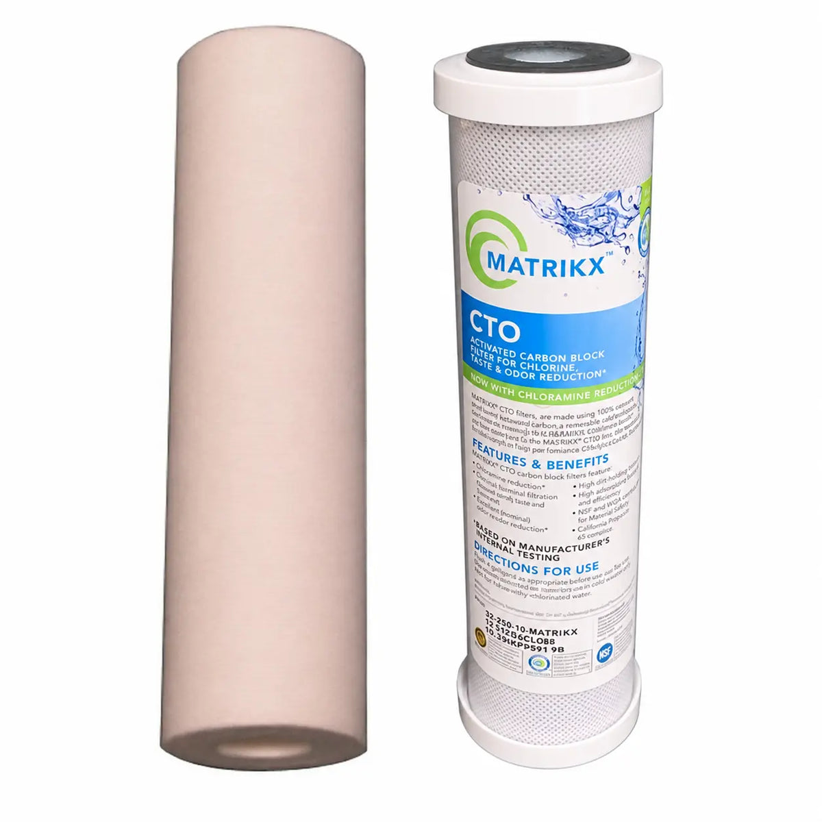 High Volume Matrikx Carbon Block Water Filter + Spun Sediment Particle Filters
