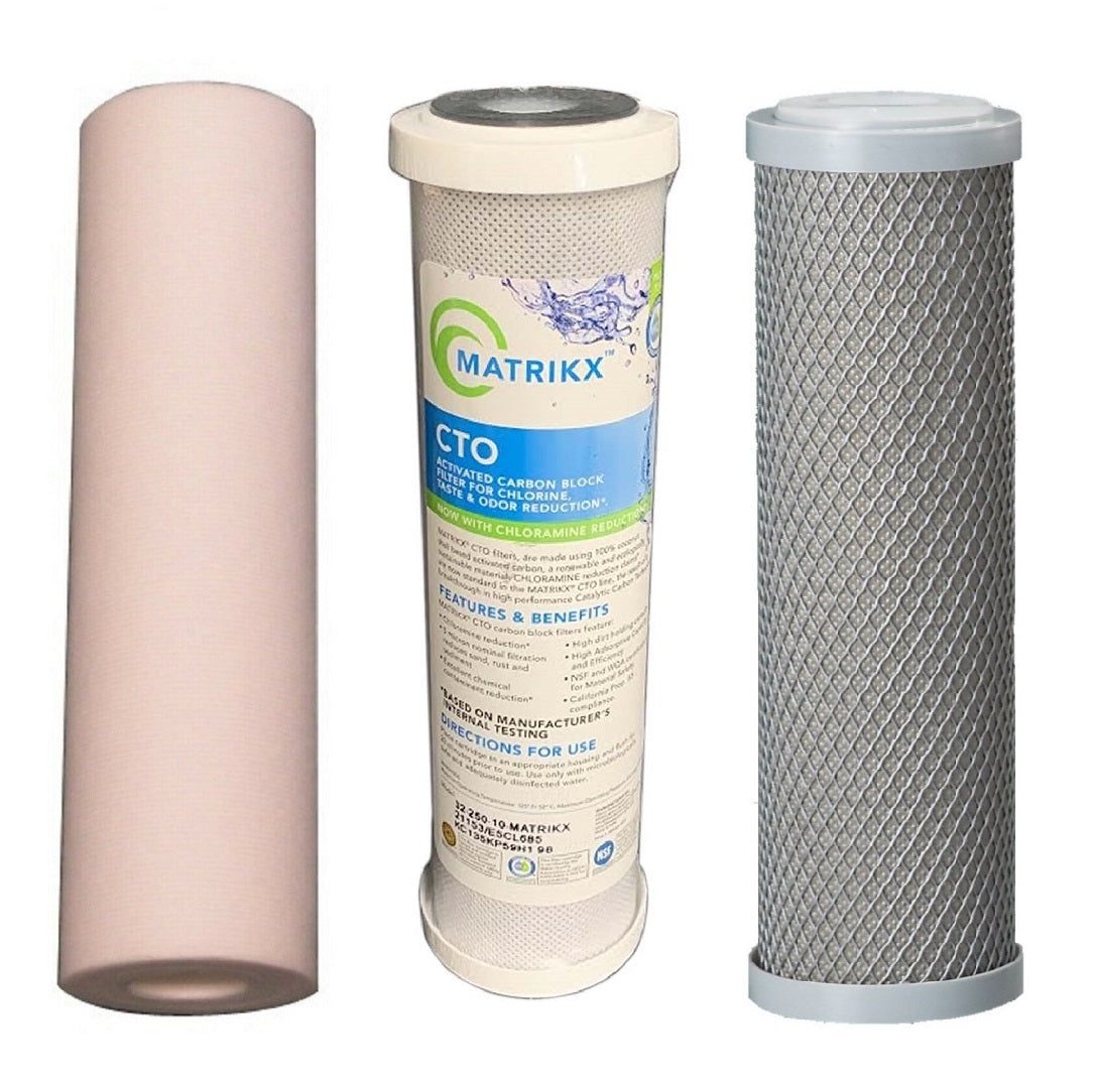 3x 10"x2.5" Water Filters Sediment + Coconut Carbon Block RO Pre-Filters Sentry Water Filters