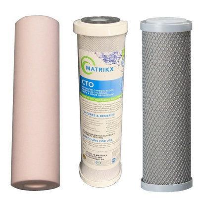 3x 10"x2.5" Water Filters Sediment + Coconut Carbon Block RO Pre-Filters Sentry Water Filters