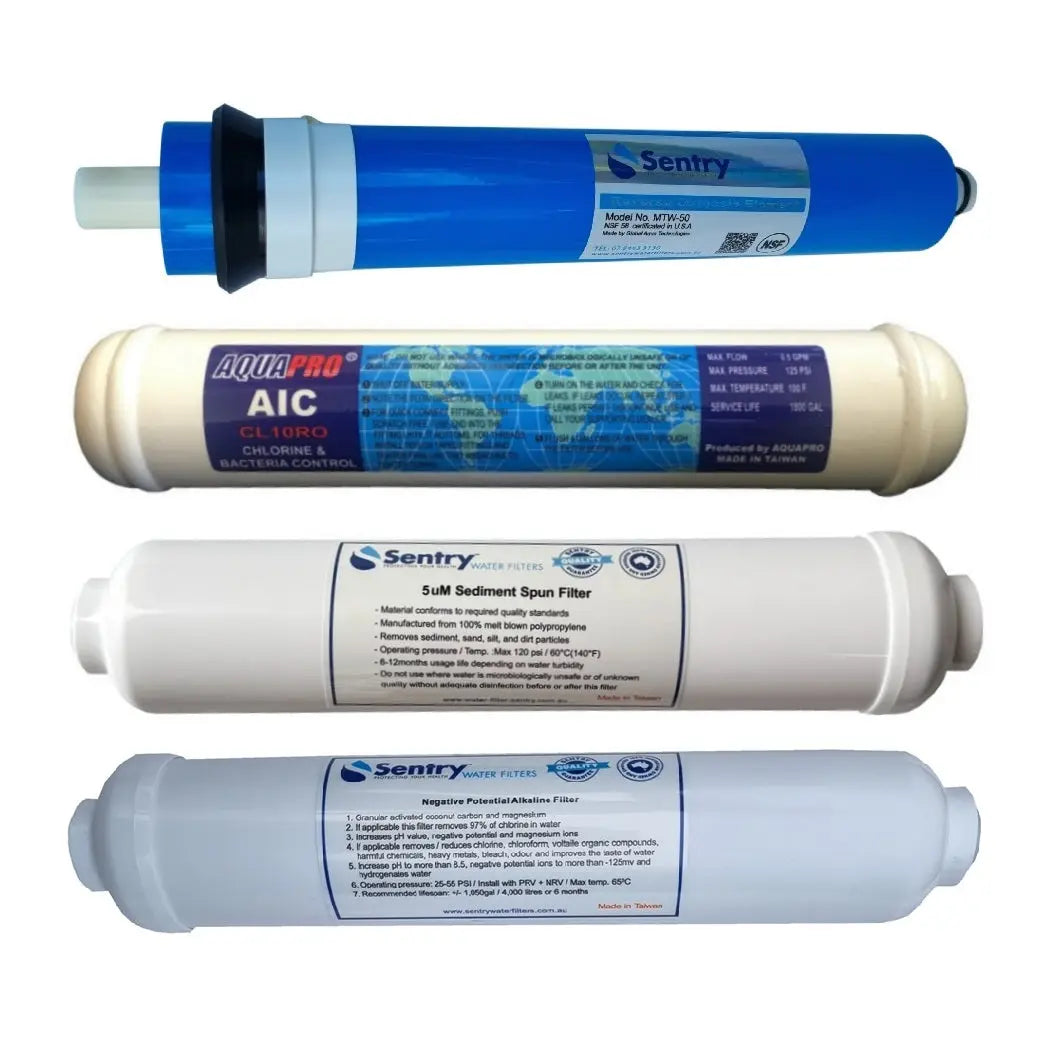 Sentry Water filters Replacement filter kit for the Premium Counter-top Reverse Osmosis filter system CTRO-4P-A with RO membrane