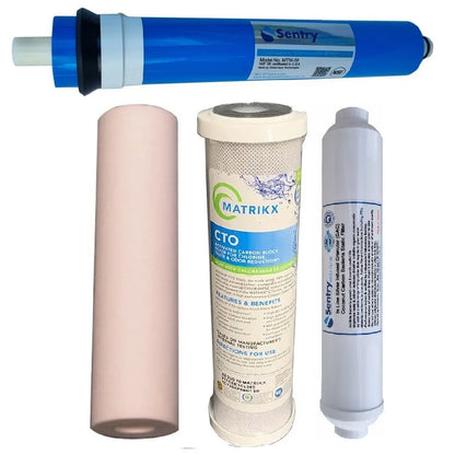 Sentry Water Filters Reverse osmosis filter replacement high volume pre-filters with RO membrane and antibacterial silver infused post filter