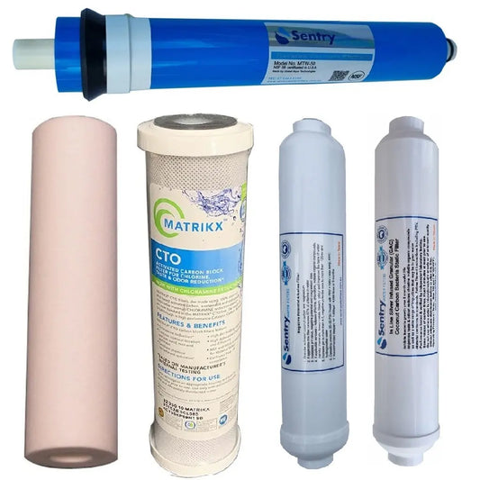 Sentry Water filters Reverse osmosis filter replacement pack for LRON 5 alkalising antibacterial silver infused inline filters