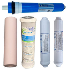 Load image into Gallery viewer, Sentry Water filters Reverse osmosis filter replacement pack for LRON 5 alkalising antibacterial silver infused inline filters
