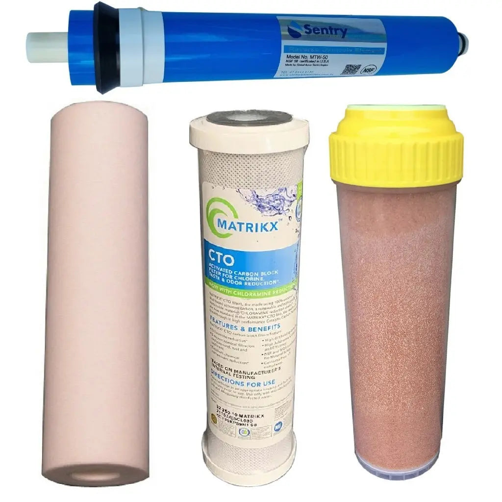 Sentry Water Filters Reverse Osmosis RO PRO DJ-5 high volume pre-filters with 50gpd membrane and resin cartridge
