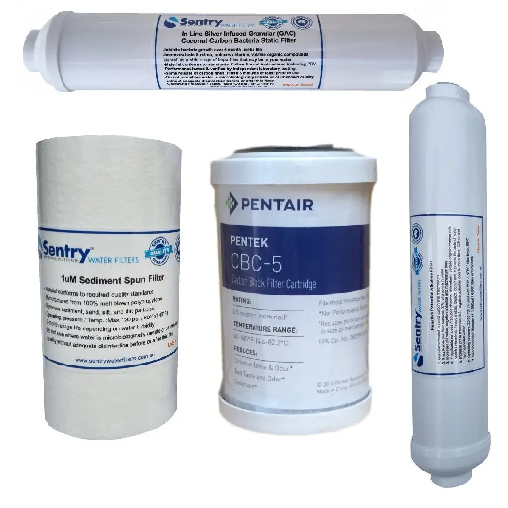 ROC5-AN Sentry reverse osmosis RO filter pack negative potential alkaline and antibacterial silver infused carbon block filters stage 5 high volume Pentair CBC
