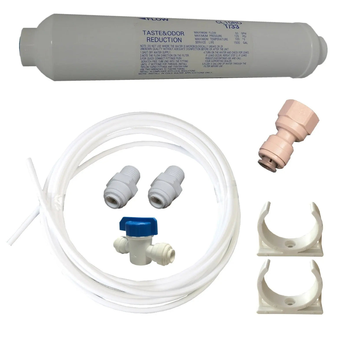 Inline GAC Fridge Filter Chlorinated Mains Water Kit | In Line Carbon Filters
