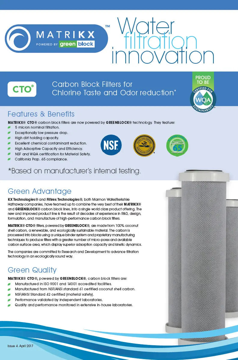 Aquarium Fish Water Filters High Volume Chlorine Chloramine CTO Filter AQ-KX5Pb1
