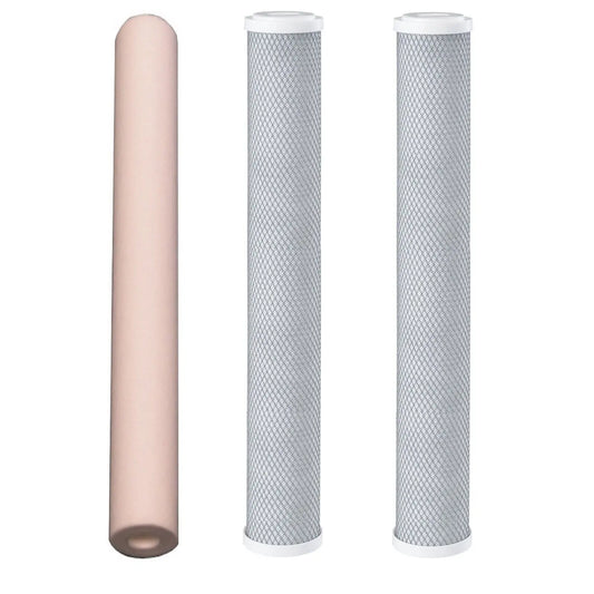 20"x2.5" 1uM Sediment Water Filter + 2x 5uM Carbon Reverse Osmosis Pre-Filters