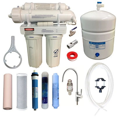Reverse Osmosis Water Filter [Full RO Kit] Membrane + Filters + Faucet RON-5-MG