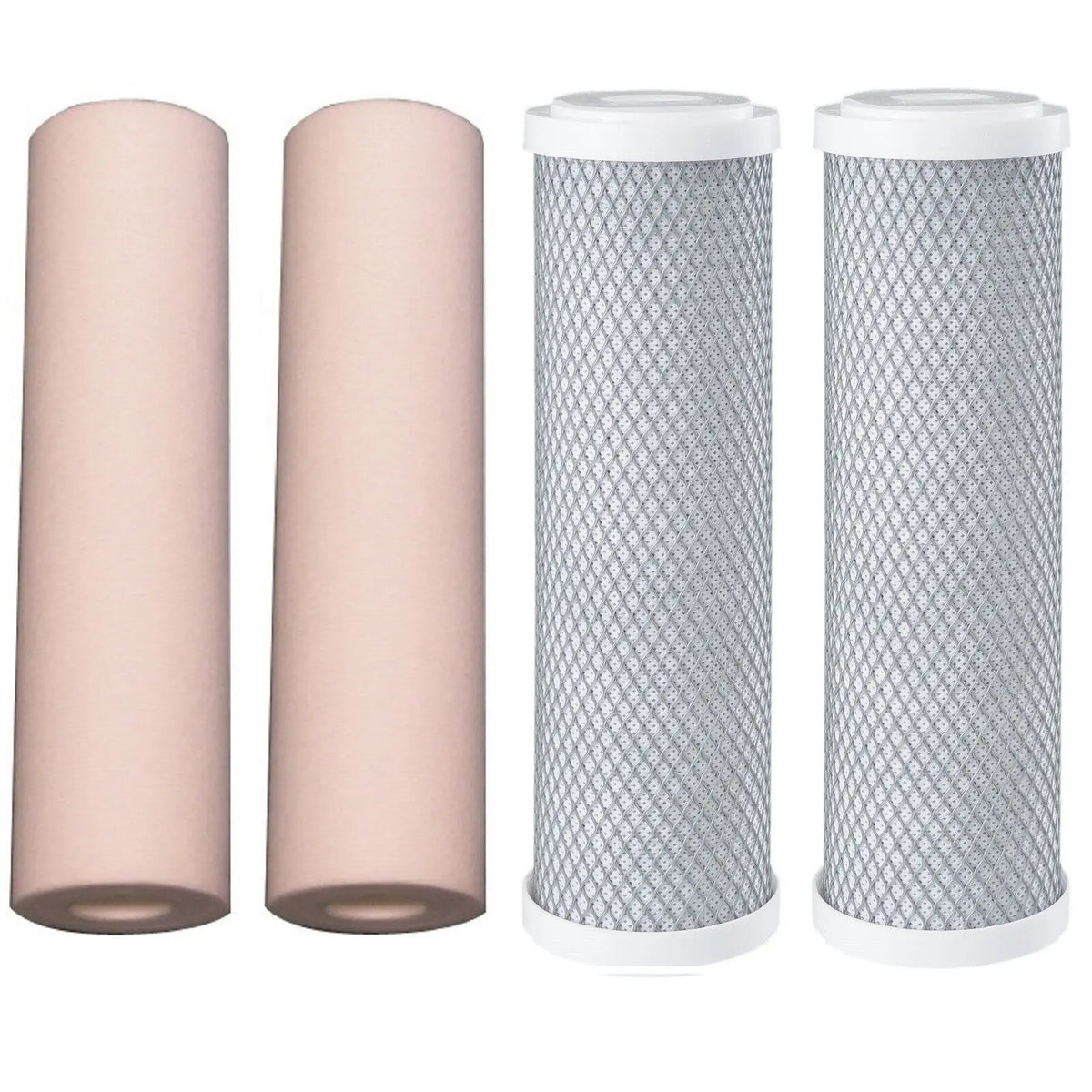 10"x2.5" Water Filters | 2x Poly Spun Sediment + 2x Coconut Carbon Block Filter