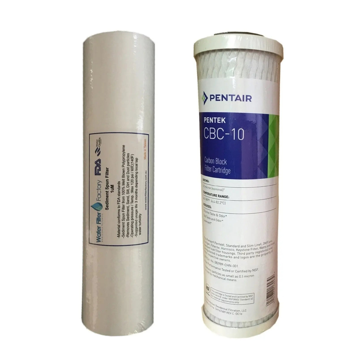 0.5 Micron Filter | Pentek CBC-10 Carbon Block + 1uM Sediment Water Filters