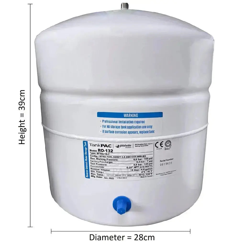 Tank RO reverse osmosis water filter pressurised buffer storage 12 litre
