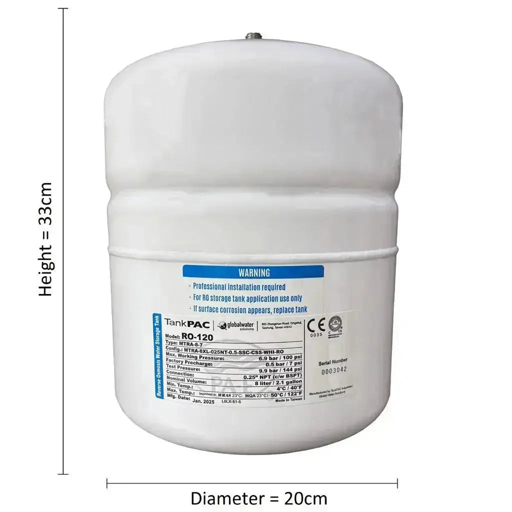 Tank RO reverse osmosis water filter pressurised buffer storage 5 litre