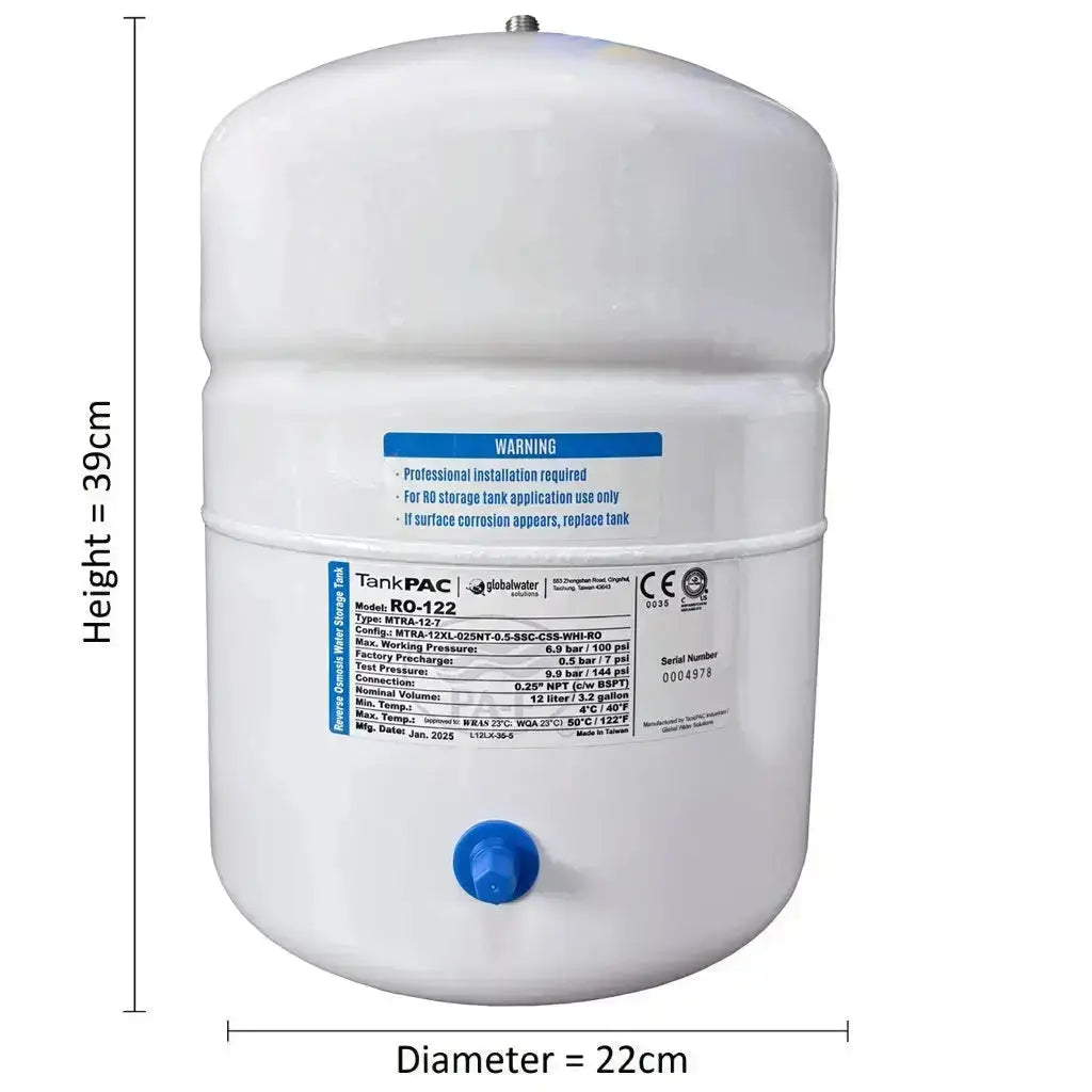 Tank RO reverse osmosis water filter pressurised buffer storage 8 litre