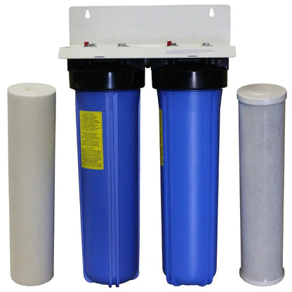 Big Blue 20 Inch 20x4.5 Tank Water Filter With Spun Sediment And Carbon White Bracket