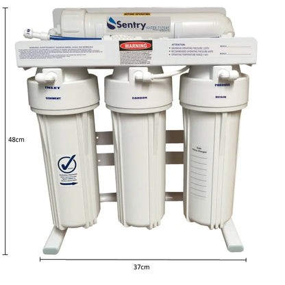 RONS4 DJ RO reverse osmosis DI water filters aquarium solid white housing with dimensions 48cm in height, 37cm in width, and 16cm in depth