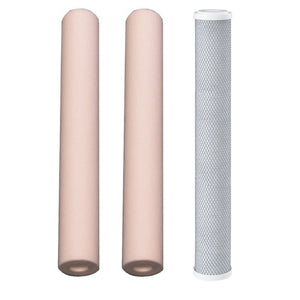 Two Big Blue Slimline Spun Sediment Filters And 1 Slimline Carbon Block Filter