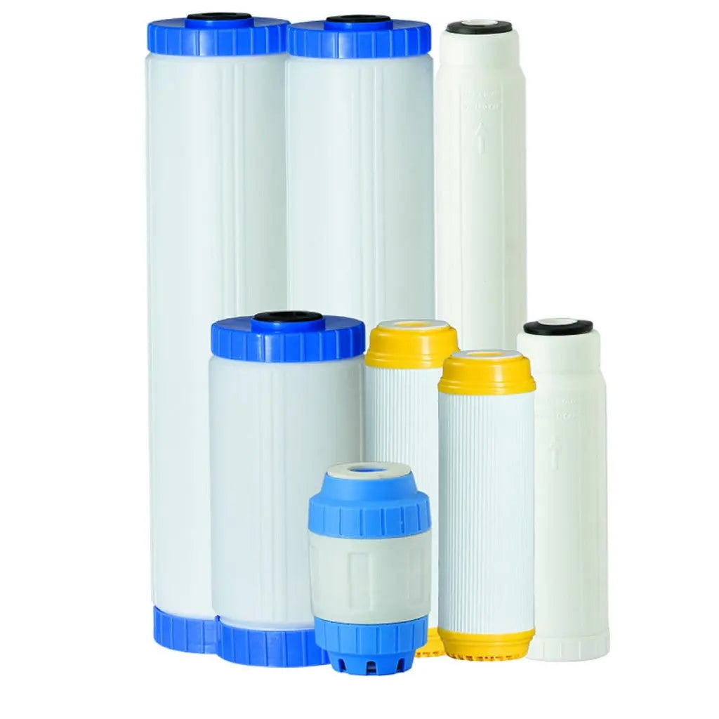Empty refillable water filter media cartridge filters