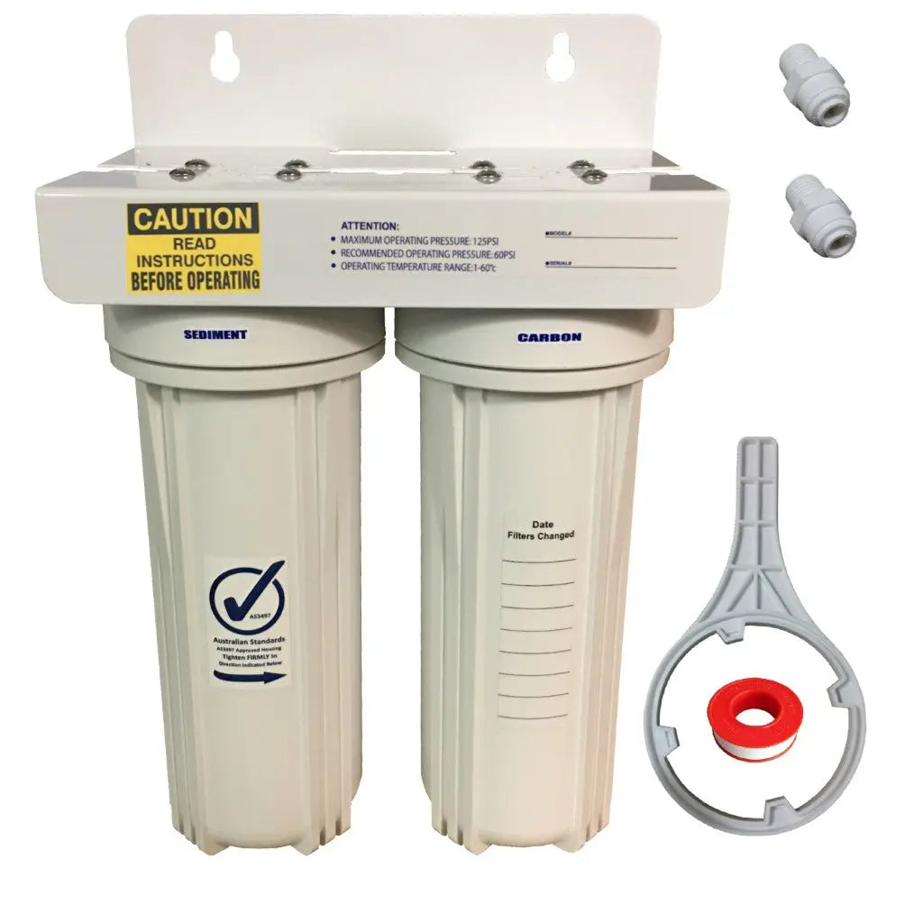 Undersink housing water filter 10x2.5 inches twin dual o ring no filters 