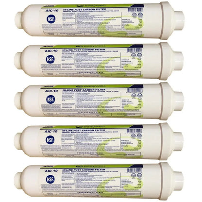 5x Easywell in-line post carbon filters AIC-10 Samsung Fridge Filter for Caravan Water Filters Inline Portable Carbon Filters
