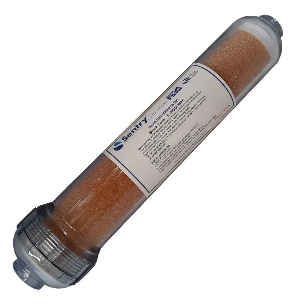 Inline empty water filter DI resin clear RODI