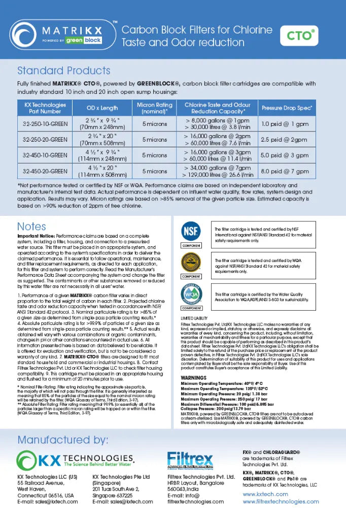 Matrikx KX CTO chloramines chlorine carbon filters page 2